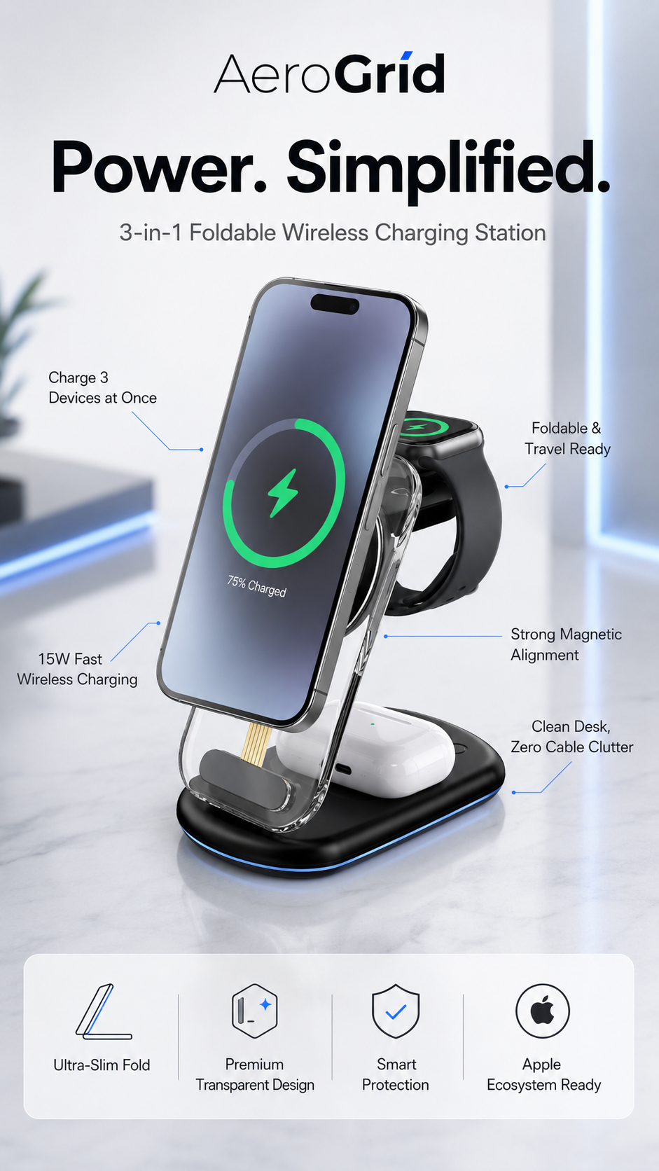 AeroGrid™ 3-in-1 Foldable Cyber Charger